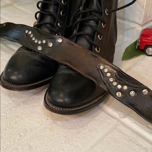 Very Unusual leather black belt with rhinestone  detail.